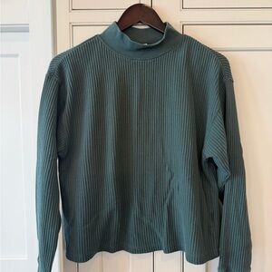 Relaxed Waffle-Wedge Mockneck T-Shirt